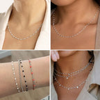 33 Feet Stainless Steel Enamel Chains Bulk, 2mm 304 Stainless Steel White Enamel Beaded Cable Link Chain Roll Spool for Jewelry Making - color: Stainless Steel White Beads