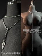 18K Gold Plated Knight's Shield Slip Chain for Women - color: Stainless Steel, size: 39''