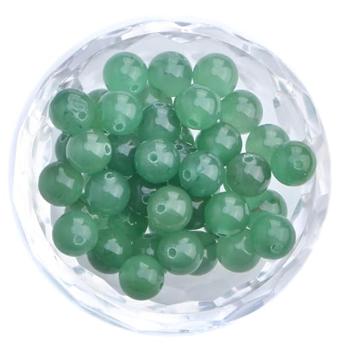 100pcs Natural Stone Beads 8mm Green Aventurine Round Genuine Real Stone Beading Loose Gemstone Hole Size 1mm DIY Charm Smooth Beads for Bracelets Necklaces Earrings Jewelry Making Crafts - color: Green Aventurine
