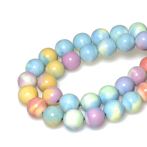 MJDCB Natural Stone Beads 4mm 85pcs Round Rainbow Stone Loose Gemstone Bead Charms for Jewelry Making Bracelet Necklace Earring Pendant - color: Rainbow Stone, size: 4mm