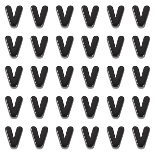 FASHEWELRY 30Pcs Acrylic Letter V Beads with Large Hole Big Plastic Letter Blocks European Beads 3D Letters Chunky Vowel Initial Alphabet Bead for Key Chains Necklace DIY Arts Craft Projects - color: Black, size: V
