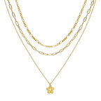 Aisansty Dainty Layered Choker Necklaces Handmade Coin Tube Star Pearl Pendant Multilayer Adjustable Layering Chain Gold Plated Necklaces Set for Women - color: Gold, style: Gold-Flower