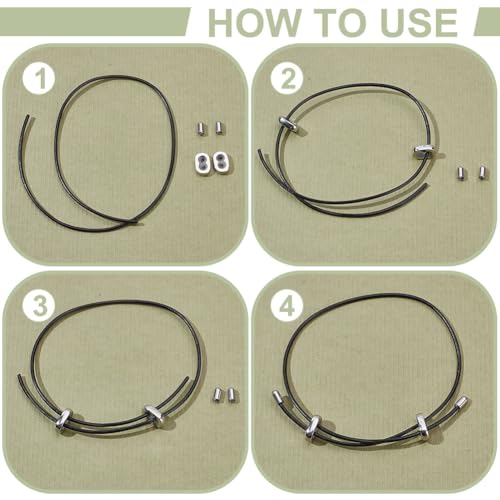 arricraft 4 Sets 2 Colors Stainless Steel Stopper Beads, Insert 2-hole Metal Adjustable Slide Clasp Beads with Column End Caps for DIY Bracelet Necklace Jewellery Making Accessories
