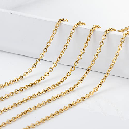 30 Pack Necklace Chains 2mm Gold Plated Stainless Steel Link Cable Chain Necklace Bulk for DIY Jewelry Making Supplies (22 Inches) - color: Gold 22 Inches