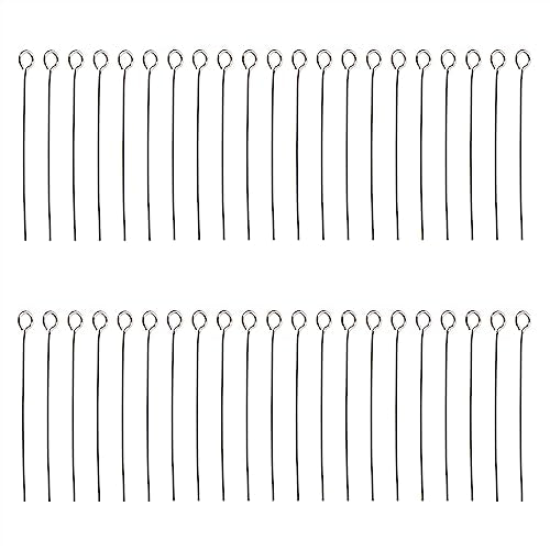 Shapenty 200PCS Mini Metal Wire Eyepins Beading Small Open Eye Head Pins Needles Bulk for DIY Craft Bead Earring Pendant Necklace Bracelet Jewelry Charm Finding Making (30mm/1.18Inch, Silver) - color: Silver, size: 30 mm