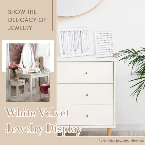 Henoyso 22 Pcs Velvet Jewelry Display Set Jewelry Display for Selling Necklace Stand Bracelet Holder T Shape Earring Stand - color: White