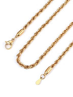 Bandmax Solid 1.5mm/2mm/3mm/6mm Rope Chains for Men Women 14K Gold Plated/Black Plated Stainless Steel Twist Chain 16-30 Inches, with Gift Box - color: 08 3MM Gold Plated
