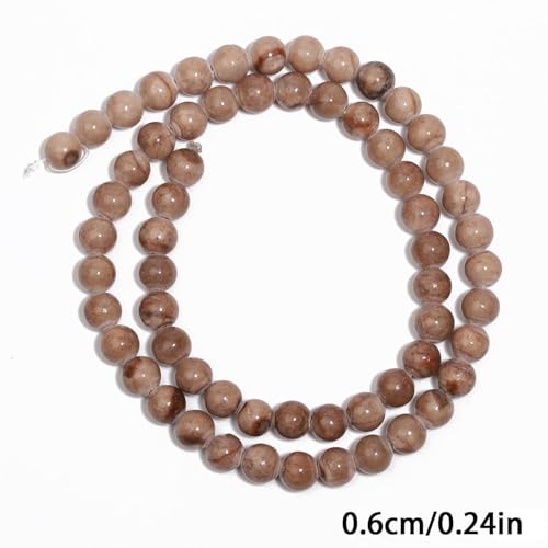Stone Beads, 60pcs Brown Persian Agate, 6mm Round Loose Beads for Jewelry Making, Bracelets, with Bag, String & Card - color: Brown Persian Agate, size: 6mm