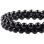 MASSIVE BEADS Double Layer Natural Chakra Healing Power Crystals Macrame Bracelet Yoga Stone Beads Gemstone Meditation Relax Anxiety Bangle for Unisex Women Men - color: Black Onyx, size: 4mm