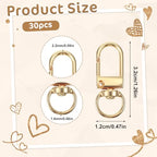 30Pcs Lobster Claw Clasps Keychain Clasp Clips Metal Swivel Lobster Clasp Hook Key Chain Hooks Gold Swivel Snap Hooks for Keychains DIY Lanyard Crafts