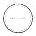 Crystal Choker Necklaces for Women,4mm Handmade Natural Stone Choker Beaded Necklace Healing Crystal Necklace Gemstone Bead Necklaces for Women - color: Larbradorite