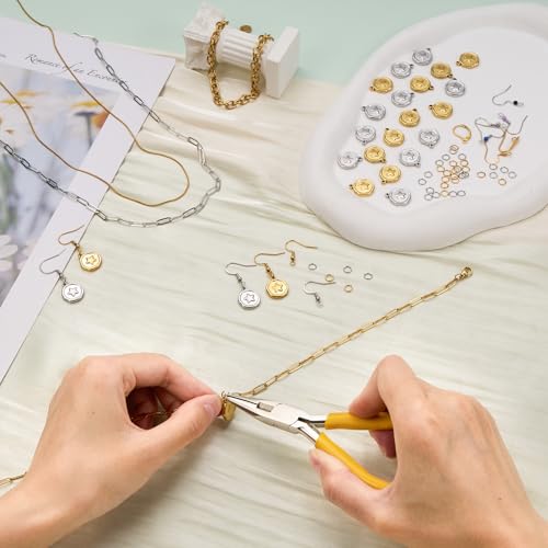 UMAOKANG Stainless Steel Charms Bulk for Jewelry Making Round Star Charm Pendant for Bracelet DIY Jewelry Supplies - color: Star Gold Silver