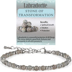 LPBeads Beaded Bracelets for Women Energy Gemstone Charm Jewelry Adjustable Bracelet Gifts for Mom, Daughter, Wife, Friends, Bestie - color: Labradorite
