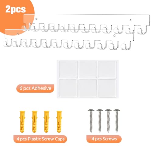 2 Pack Necklace Holder - Hanging Jewelry Organizer, Self-Adhesive, Wall Mount (Clear) - color: Clear