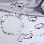 4 Pcs Locking Carabiner Small, Oval Jewelry Carabiner, Silver Carabiner Clasp, Metal Carabiner Necklace for DIY Necklace Bracelets Jewelry Making Hook (Silver) - color: 4 Pcs-Silver, Gold, Style2
