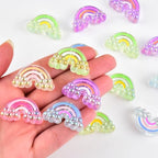 20Pcs Acrylic Rainbow Focal Beads for Pens Colorful Rainbow Fancy Space Beads for DIY Craft Beadable Pens Keychain Bracelet Necklace Earrings Jewelry Making - color: Rainbow