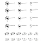 925 Sterling Silver Earrings Post, 12Pcs 3/4/5mm Ball Ear Studs with Loop Hypoallergenic Sterling Silver Findings Supplies Studs Posts for Dangle Earrings Butterfly Backs Replace Jewelry Making Set - color: Ball_Silver