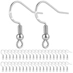 925 Sterling Silver Earring Hooks, 120 PCS Fish Hook Earrings for Earring Making Supplies Kit, Jewelry Making Supplies for DIY Earrings Hypoallergenic Ear Wires Fish Hook - color: Silver