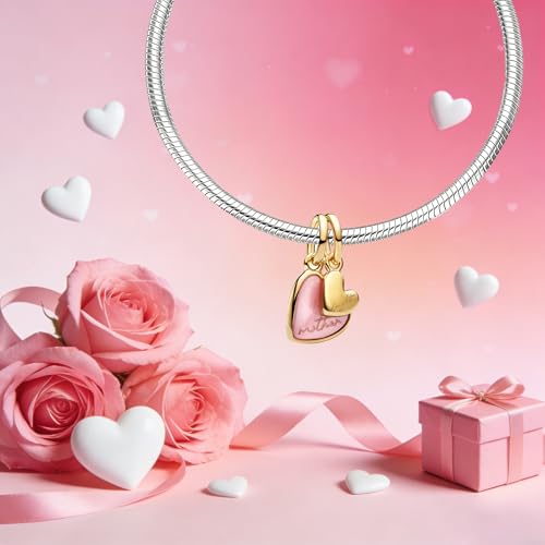 Mother Heart Charms for Bracelets Love Mom Flowers Charm Jewellery for Women - style: Gold Double Heart Mother Charm