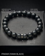 Forge & Foundry Faceted Matte Black Onyx Stone Beaded Bracelet | Custom Signature Stainless Steel Bead | ‘Pindar’ | 8mm and 10mm Bead Desgins | Refined Hand-Crafted Jewelry - color: 10mm Black, size: Medium