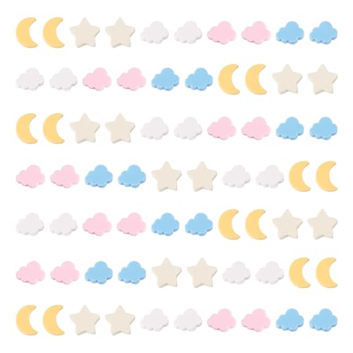 200Pcs Polymer Clay Beads Candy Moon Star Cloud Bead Colorful Slice Loose Spacer Beads for DIY Friendship Bracelet Necklace Earring Phone Strap Charm Keychain Jewelry Making - color: Mixed Color-Cloud