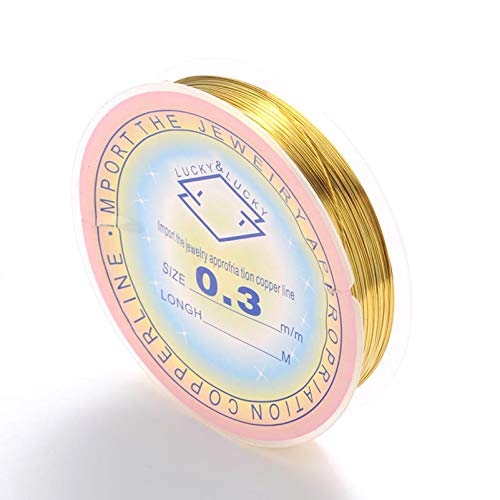 65.61 Feet 28 Gauge Copper Wire 0.3mm Jewelry Beading Wire Gold Metal Craft Artistic Coil Wire - color: Gold, size: 28 Gauge