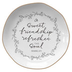 LITTLEBIGGER Friendship gifts for women – Jewelry Dish，Friend Gifts for Women – Sweet Friendship – Proverbs 27:9，Bible Verse Jewelry Dish, Christian Gifts – Jewelry Tray – Mothers Day Gifts - style: Friendship - B