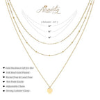 Aisansty Dainty Layered Choker Necklaces Handmade Coin Tube Star Pearl Pendant Multilayer Adjustable Layering Chain Gold Plated Necklaces Set for Women - color: Gold, style: Gold- Layered Disc