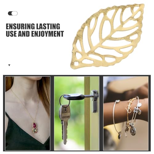 200Pcs Gold Plated Hollow Leaf Charms for Jewelry Making - Lightweight Iron Pendants for Earrings Necklaces Hair Clips