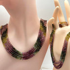 Stone2wear 3-4mm Natural Multi Color Tourmaline Rondelle Beads (16 Inch Strand) Smooth Gemstones - Genuine Birthstone for Handmade Jewelry Design & Wire Wrapping