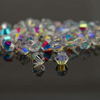 Dowarm 1000PCS Bicone Crystal Beads 4mm, Bulk Small Faceted Bicone Glass Beads for Jewelry Craft Making, DIY Bracelet, Necklace, Dolls (Crystal AB, 4MM) - color: 01-Crystal AB, size: 4MM