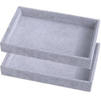 2 Pcs 9" x 5.7" Velvet Jewelry Tray Jewelry Display Tray, Stackable Empty Plate Trays for Earrings Necklaces Bracelet Rings Display Showcase - Grey - color: Grey, size: Flat Tray 9"x5.7"