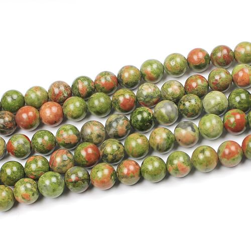 MJDCB Natural Stone Beads Unakite Round Loose Spacer Beads 15'' 4m 6m 8m 10mm 12m for Jewelry Making (8mm) - color: Unakite, size: 8mm