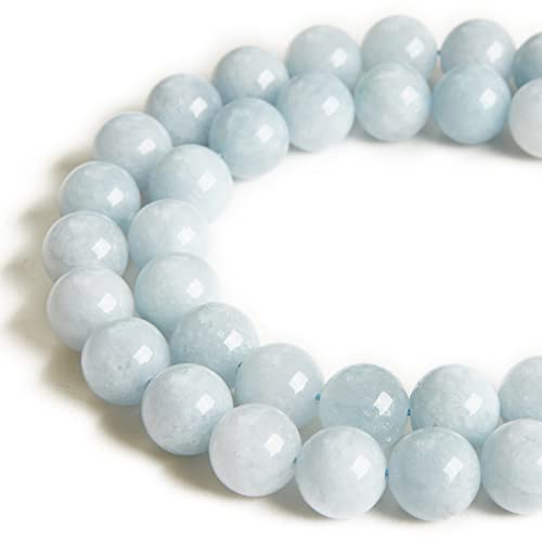 100pcs 10mm Aquamarine Beads Natural Gemstone Beads Round Loose Beads for Jewelry Making - color: Aquamarine, size: 10mm