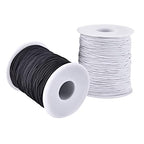 LUSTEMBER Elastic String for Bracelets, 2 Rolls 1 mm Sturdy Stretchy Elastic Cord for Jewelry Making, Necklaces, Beading - size: Black+White