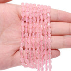 70pcs Natural Pink Quartz Stone Beads，4x6mm Egg Shape Loose Gemstone Beads for Jewelry Making Design Earring Necklace - color: pink quartz
