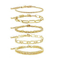 Waterproof Gold Chain Bracelet For Women Non Tarnish,14K Gold Plated Link Dainty Bracelets Stake Layered Bracelet Set Hypoallergen Gold Jewelry - color: Style-13