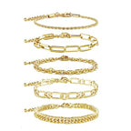Waterproof Gold Chain Bracelet For Women Non Tarnish,14K Gold Plated Link Dainty Bracelets Stake Layered Bracelet Set Hypoallergen Gold Jewelry - color: Style-13