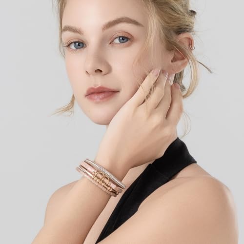 FANCY SHINY Mothers Day Gifts Boho Leather Wrap Bracelet Stackable Infinity Chunky Cuff Bracelets Western Hippie Outfits Jewelry Valentine Gifts for Women - color: Shiny Pink