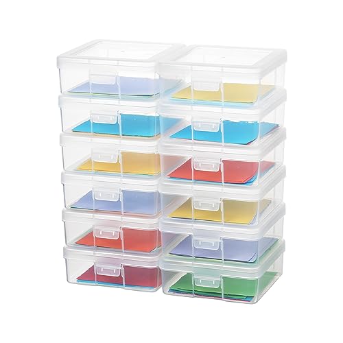 novelinks Plastic Clear Storage Containers for Organizing, Craft Storage Organizers and Stackable Storage Bins with Lids for Pencil Box, Bead, Cookie Cutter, Board Game (12 Pack Small) - color: 12 Pack Small -Clear