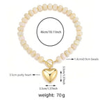 GZQ Chunky Gold Heart Necklace for Women, Resin Beaded Chain with Puff Heart Adjustable Clasp, Perfect for Daily Wear Party Date Streetwear Outfits Fashion Jewelry Gift - color: White