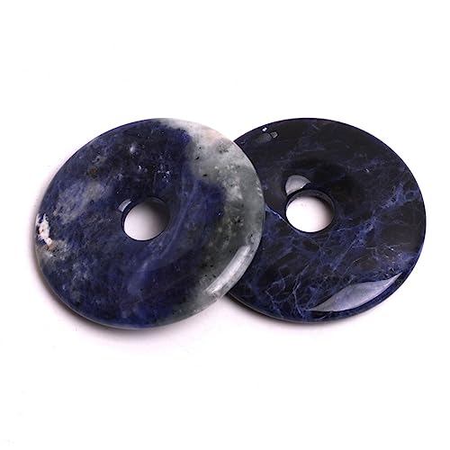 JOE FOREMAN 50mm Blue Sodalite Jasper Natural Gemstone Ring Circle Donuts Pendant Charms Beads for Jewelry Making 1Pcs - color: Blue Sodalite Jasper, size: 50mm