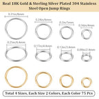 Beebeecraft 600Pcs 4/5/6/8mm Open Jump Rings 18K Gold & 925 Sterling Silver Plated 304 Stainless Steel Jump Ring Connector Links for Jewelry Making DIY Crafts Accessories - color: Gold and Silver