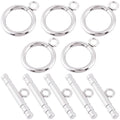 5 Sets Toggle Clasps for Jewelry Making, Stainless Steel OT Toggle Jewelry Clasps, T-Bar Round Ring Closure Connectors for DIY Bracelet Necklace Anklet- Silver - color: Silver-A Style