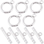 5 Sets Toggle Clasps for Jewelry Making, Stainless Steel OT Toggle Jewelry Clasps, T-Bar Round Ring Closure Connectors for DIY Bracelet Necklace Anklet- Silver - color: Silver-A Style