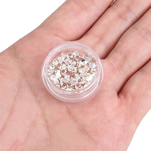 BEADIA Silver Plated Twisted Spacer Beads 3x3mm 50pcs for Jewelry Making Findings Non Tarnish - color: Silver, size: 3x3mm Twisted