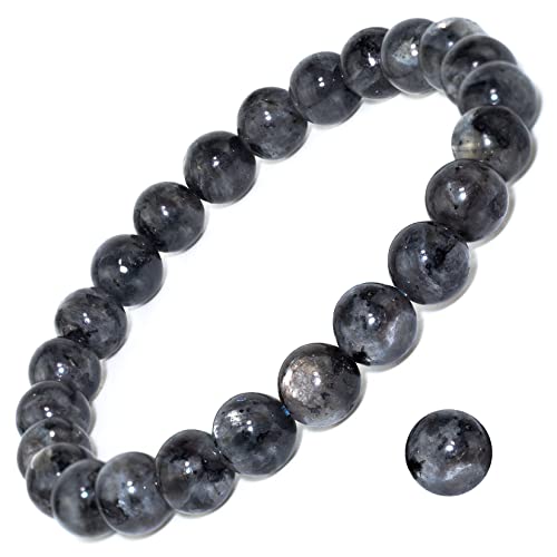 8mm Natural Gemstone Stretch Bracelet, Handmade Unisex Crystal Bracelets for Meditation, Yoga, Spiritual Healing & Positive Energy - color: Labradorite