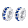 Clip Stopper Charms Sterling Silver Rondelle Spacer Bead Charm Stopper Charm for Pandora Charm Bracelets - color: Blue ( 2 pcs )