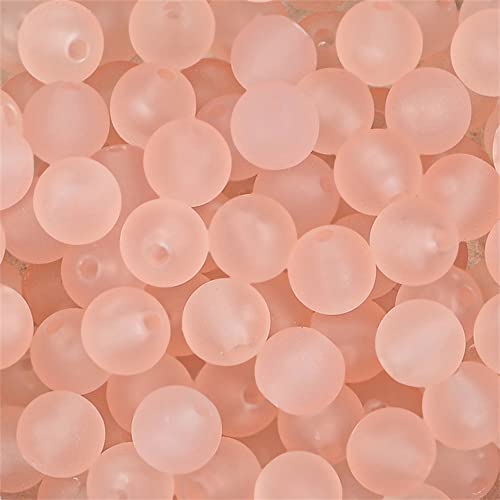 230pc 8mm Acrylic Round Beads - Matte Lt.Pink Frosted Craft Beads forDIY Jewelry Making - color: Lt.Pink, size: 8MM