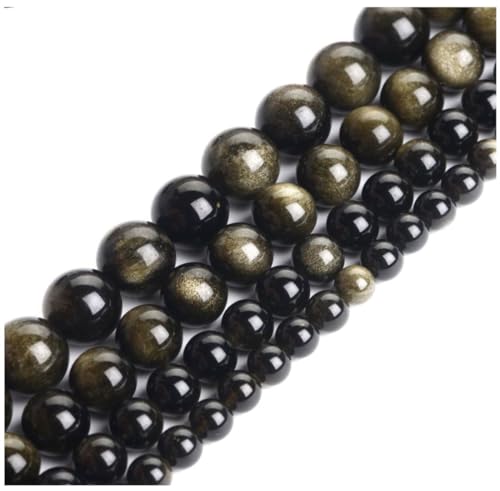 90pcs Adabele Natural Gold Sheen Black Obsidian Healing Gemstone 4mm (0.16 inch) Small Round Beads Gem Stone Spacer for Jewelry Making GY1-4 - color: Gold Sheen Obsidian, size: 4mm (90pcs/1 Strand)